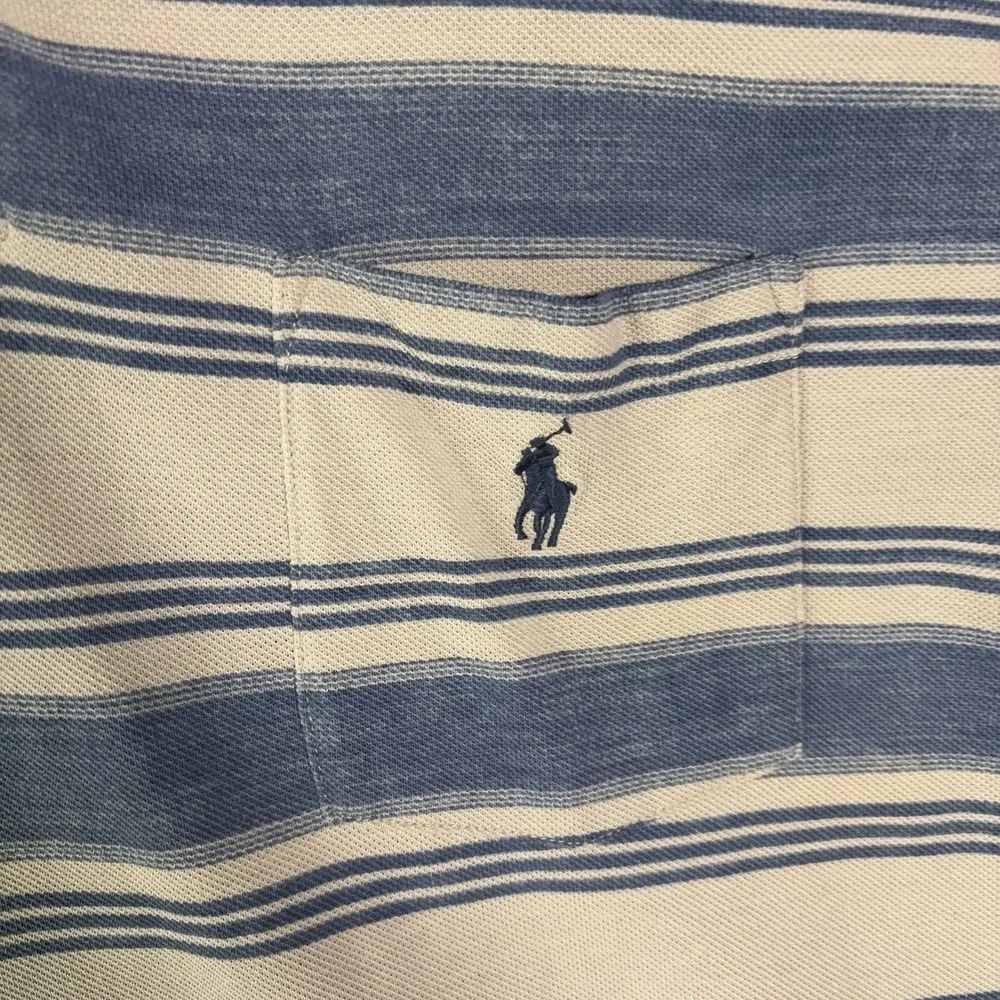 Polo Ralph‎ Lauren Polo Shirt Mens XL Blue Striped Classic Fit Short Sleeve Pony